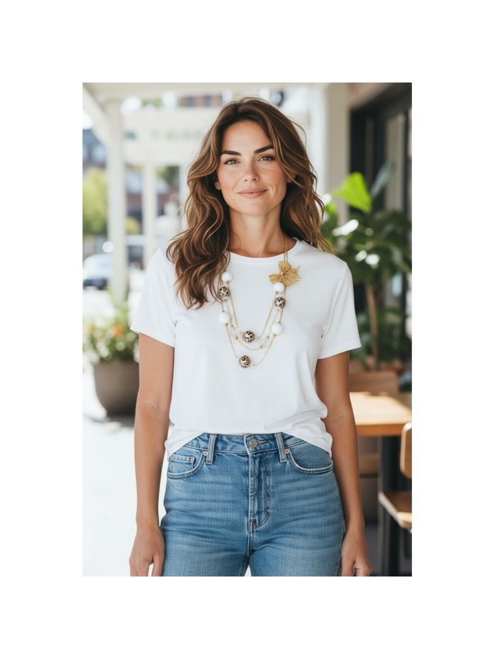 Betsey Johnson Gold White Leopard Beaded Layered Necklace NWT